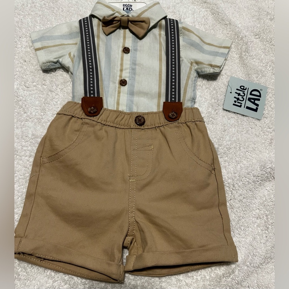 Little Lad Tan and Cream Kids Suspender Set